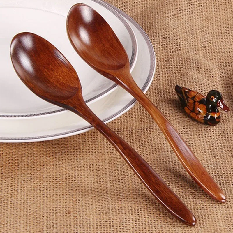 New Long Spoons Wooden Made In China Natural Wood Long Handle Round Spoons For Soup Cooking Mixing Stirrer Coffee Spoon