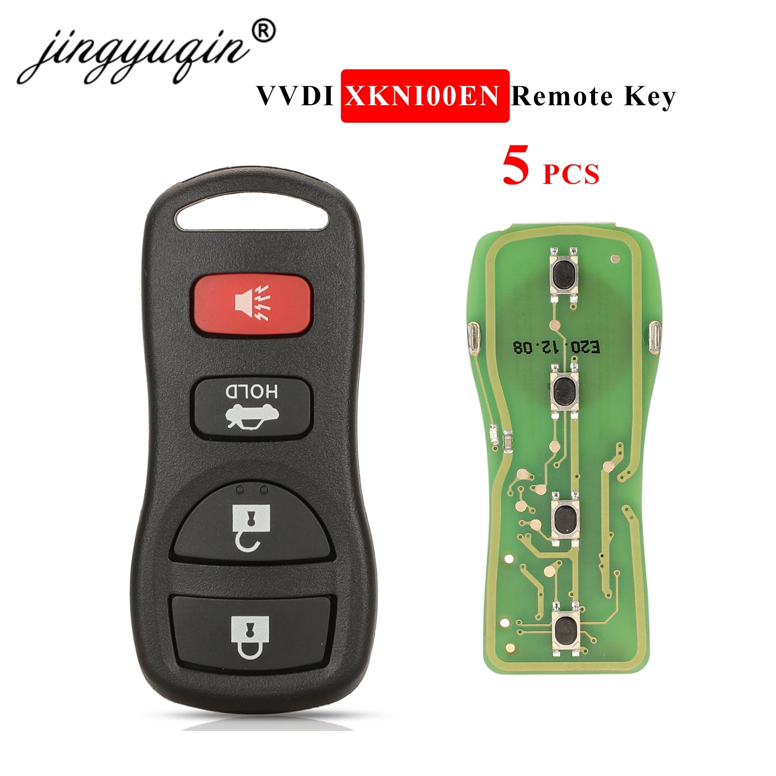 

jingyuqin 5pcs Xhorse XKNI00EN Universal Remote Separate Car Key Fob 4 Buttons for Nissan Design Fit VVDI Key Tool/VVDI2