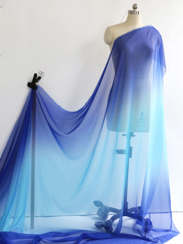 Ombre Chiffon 58'' breit nach Meter 30D Farbverlauf Chiffon transparenter Stoff Tanzschal Hochzeitsdekorationen transparent – Detail 28