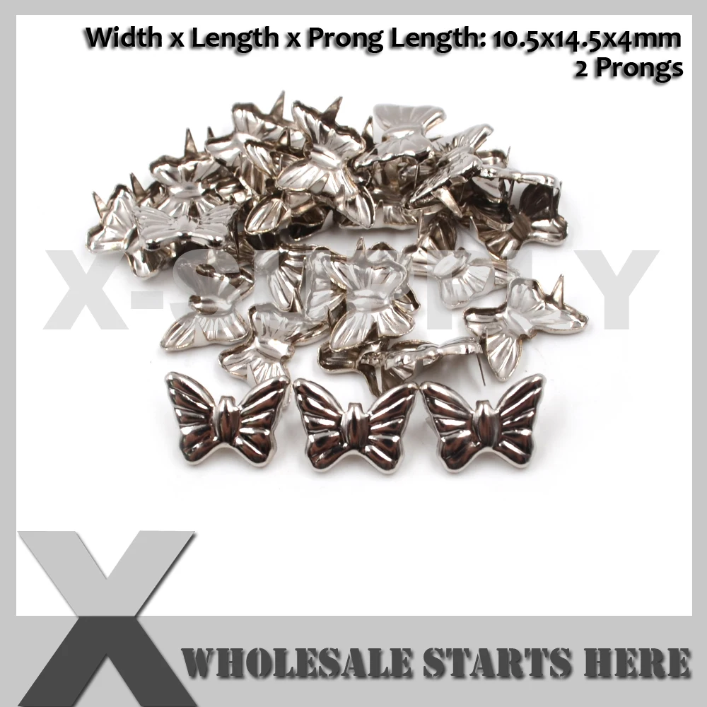 10.5mm Butterfly Prong Rivet Studs With 2 Prongs for Leather Jacket,Belt,Shoe,DIY Dog Collars