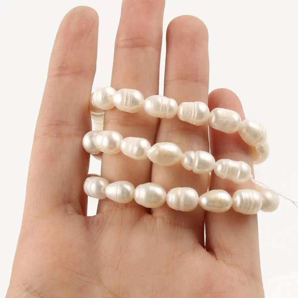 White Freshwater Pearl Beads High Quality Punch Loose Rice Shape Beads for Jewelry Making DIY Women Bracelet Necklace 15inch