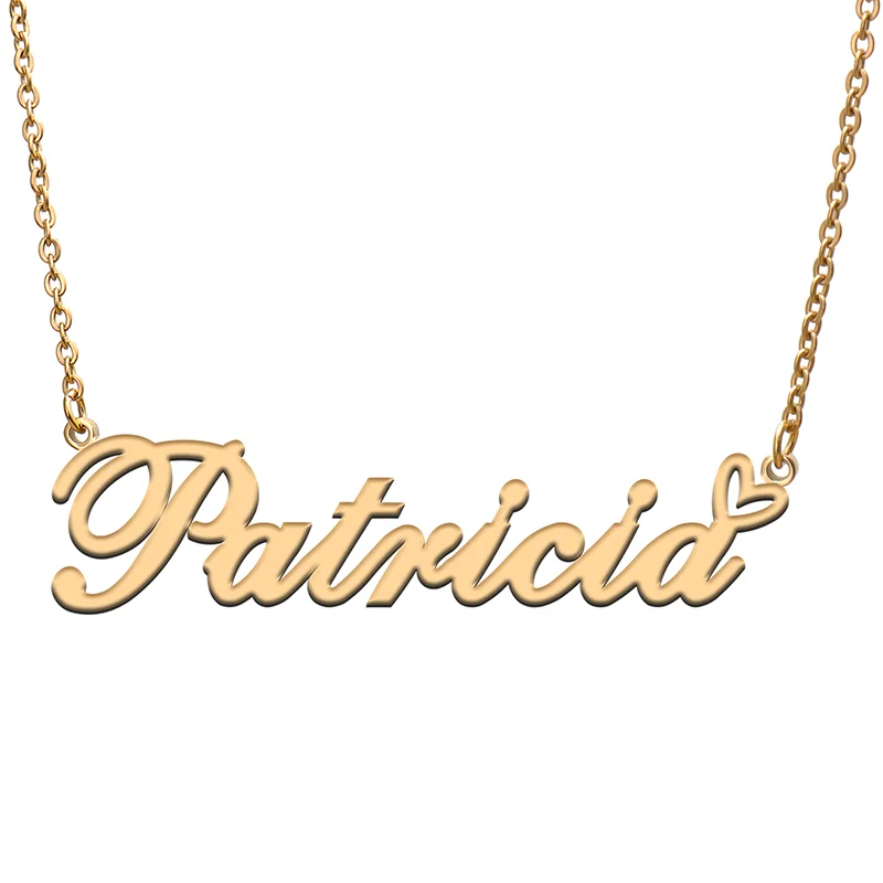 Patricia Name Tag Necklace Personalized Pendant Jewelry Gifts for Mom Daughter Girl Friend Birthday Christmas Party Present