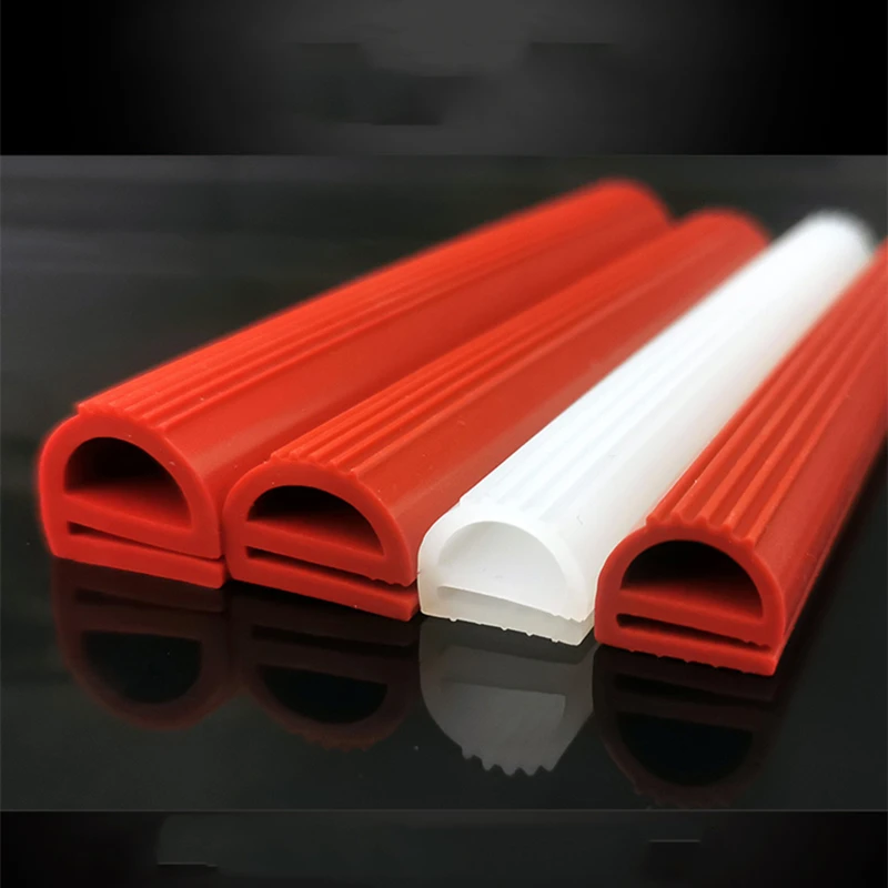 E-Shape Silicone Rubber Sealing Strip for Oven/Furnace Doors, High-Temperature Heat Resistant, 5m Red Translucent White