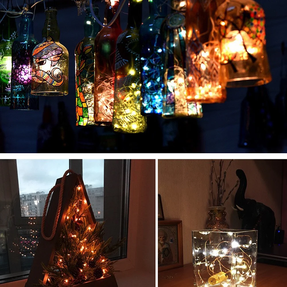 Bar LED wein flasche kork string lichter urlaub dekoration girlande wein flasche fee lichter Weihnachten kupfer draht string lichter