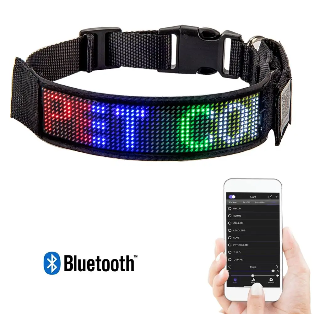 Led Pet Collars Rechargeable Programmable Fast Charge Easy Customize Ready to Wear Works in All Weather, Mixed Color Messages