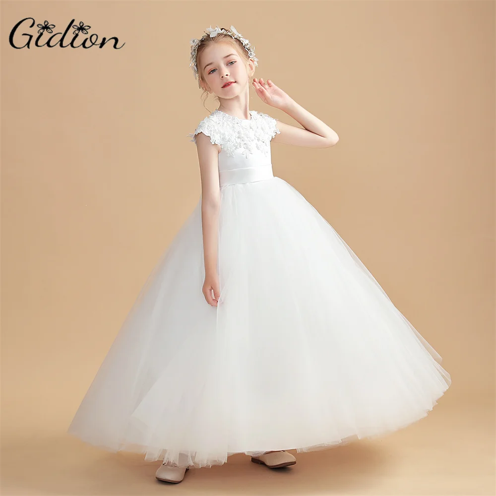 Princess Flower Girl Dress Satin/Tulle Wedding Festivity Celebration Birthday  Party Evening-Gown Choir Ceremony Banquet Prom