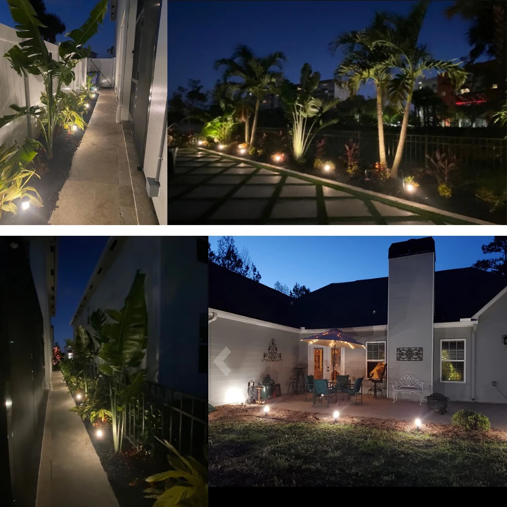 Luzes led para área externa, 8 peças, lâmpadas para jardim, quintal, paisagem, tipo cogumelo, com cabo de 2*1m, ip65, 12v, fácil instalação