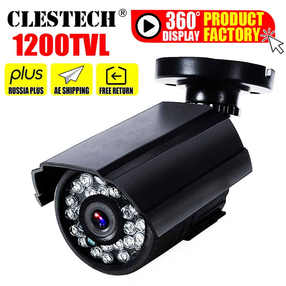 Mini HD Cctv Camera 1200TVL in/Outdoor Waterproof IP66 IR Night Vision CMOS  Analog color home monitoring security Have bracket