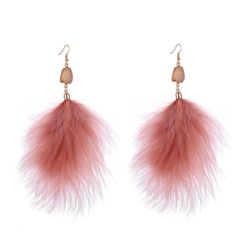 Fashion Earrings For Woman Exaggerated Feather Plush Earrings Temperament Earrings Boucle d\'oreille Femme