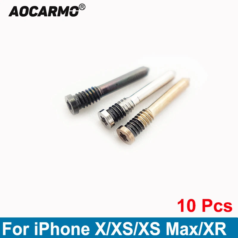 Aocarmo 10Pcs/Lot For iPhone X/XS/XS Max/XR A2100 Xs Max A2104 A2108 Silver/Gold/Black Bottom Dock Screws Housing Screw