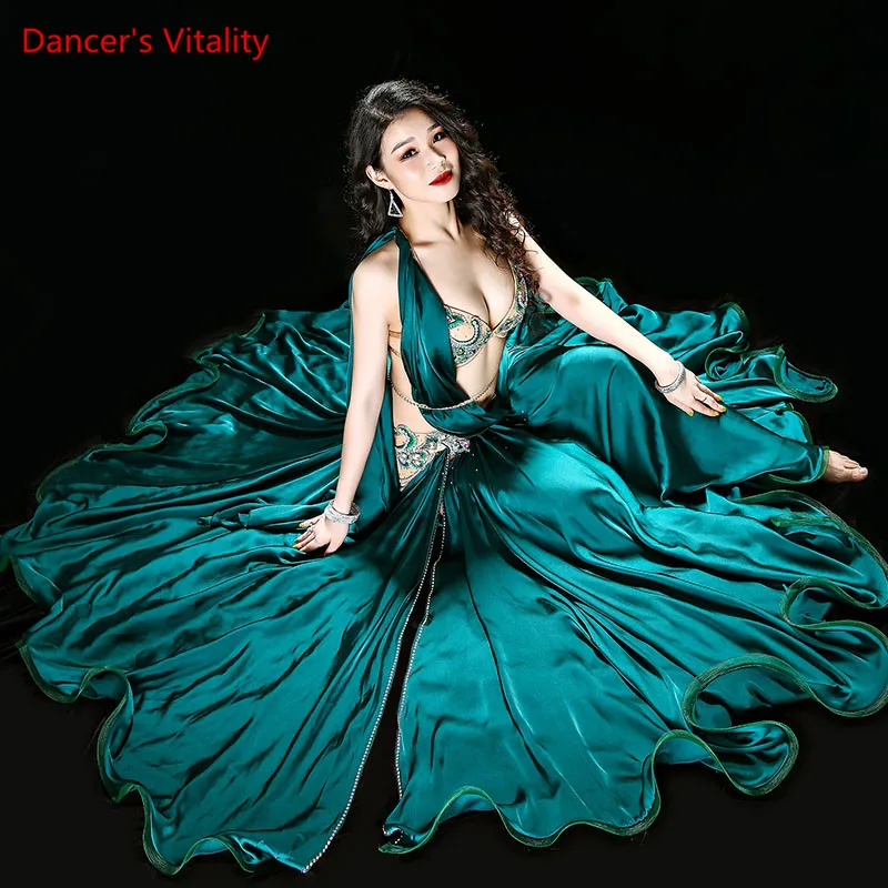 New high quality Belly Dance Costume Dresses Sexy Bra+Skirt+belt stage Performance Suits Outfits Clothes green red 2 colors