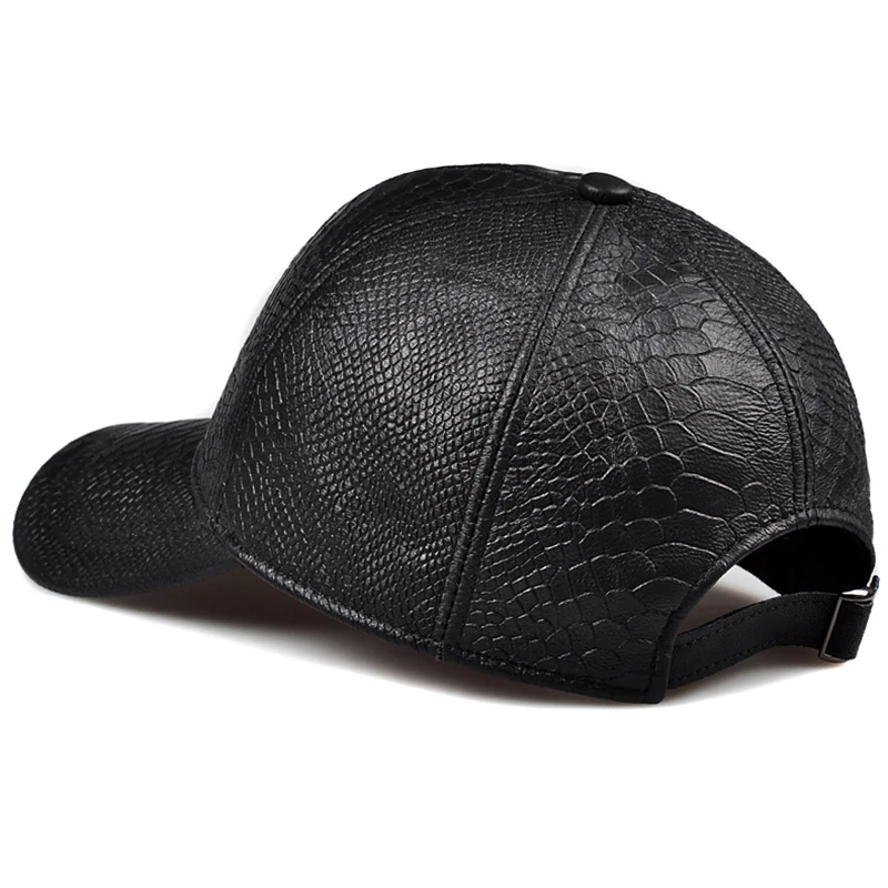 Fashion 2023 New Crocodile Pattern Baseball Caps Tide Cap women Men Autumn Winter Sun Hat Real Leather Peaked Hat Adjustable