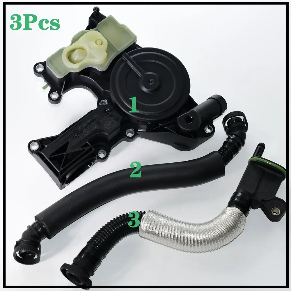 High power Oil Water Separator + 2 PCS Vent Pipe Set For A4 A5 A6 A8 Q3 Passat Tiguan Golf Separator Vent 06H 103 495 AF