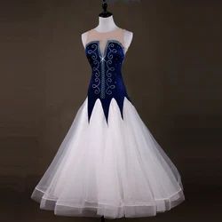 Waltz Ballroom Competition Dance Dress Standard Performance Stage Costumes Woman High End Evening Gowns Rhinestones Big Swing