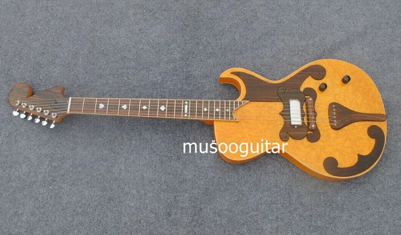 New brand electric guitar with eyesbrid maple veneer with binding wood body and back