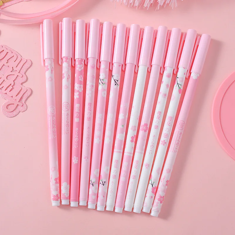 

48 pcs/lot Kawaii Cheery Sakura Gel Pen Cute 0.5 mm black Ink signature Pen Promotional Gift Stationery School Supplies