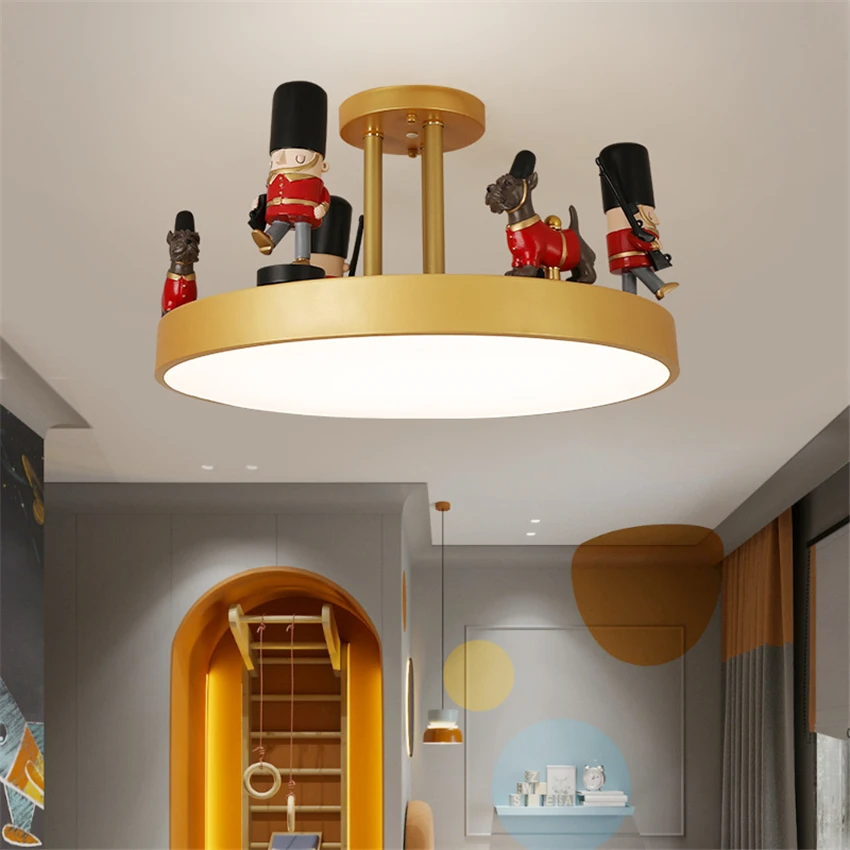 Nordic Cartoon Soldier Children's Room Ceiling Lights Boy Bedroom LED Eye Protection Lighting Study Kindergarten Ceiling Lamps