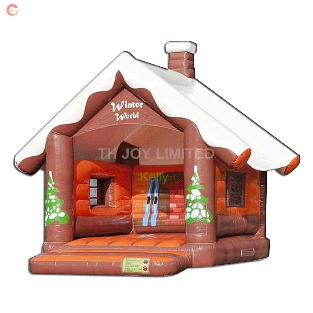 Fast Shipping 4x4m Beautiful Inflatable Bounce House with Printing Christmas Bouncer Jumper Castle with Blower for Sale