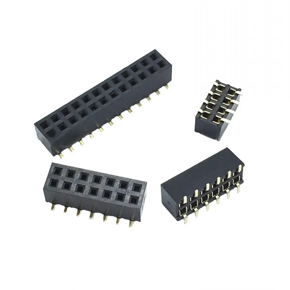 100pcs SMT 2.54mm Double Row Female Breakaway PCB Board Pin Header socket Connector 2.54 Pinheader 4 6 8 10 14 16 20 24 30 40Pin