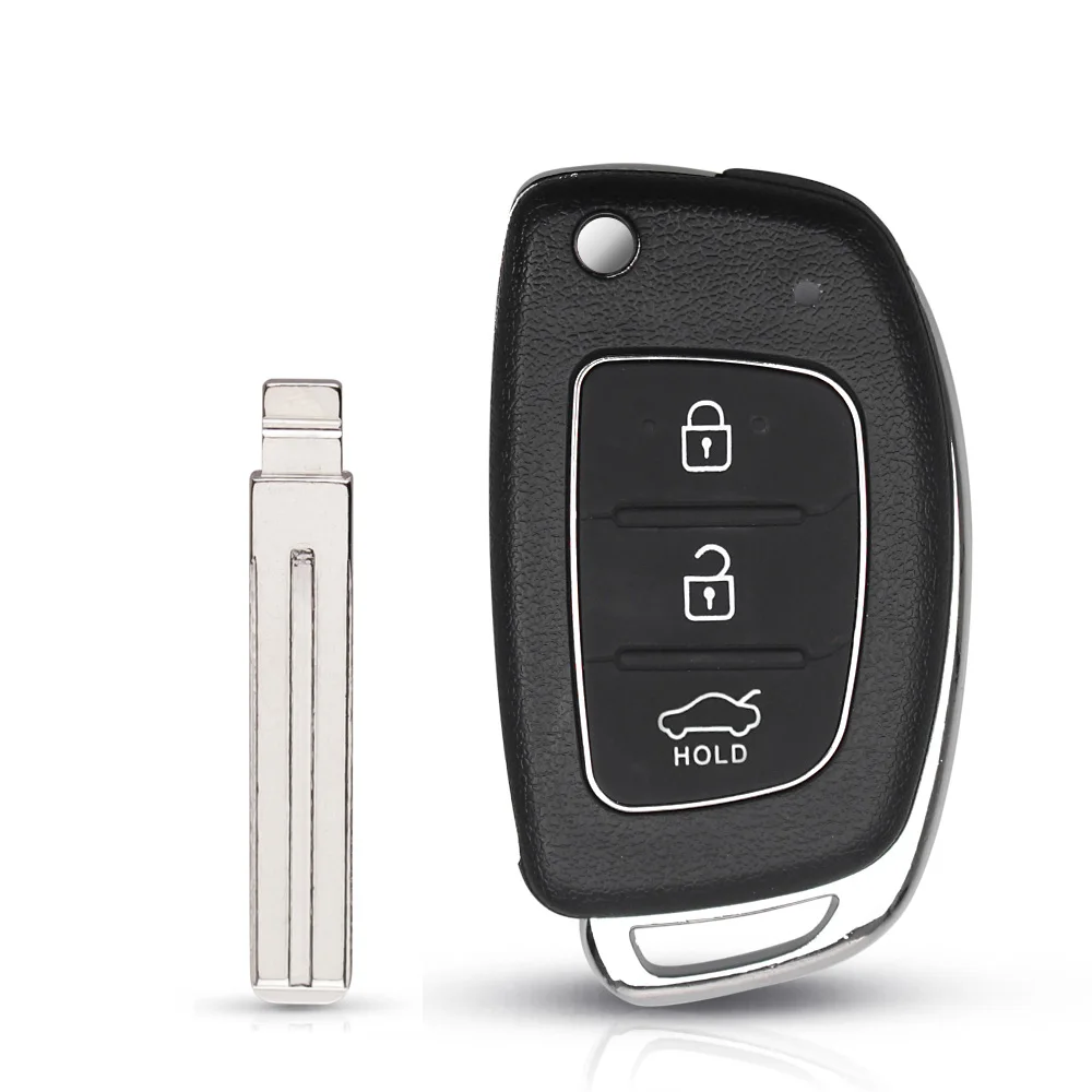 KEYYOU 3-Tasten-Falt-Flip-Fernbedienungsschlüsselgehäuse, Autoschlüsseletui für Hyundai Solaris Ix35 Ix45 Serie, Auto-Schlüsselrohlinge, Gehäuse, Schlüsselanhänger, ungeschnitten