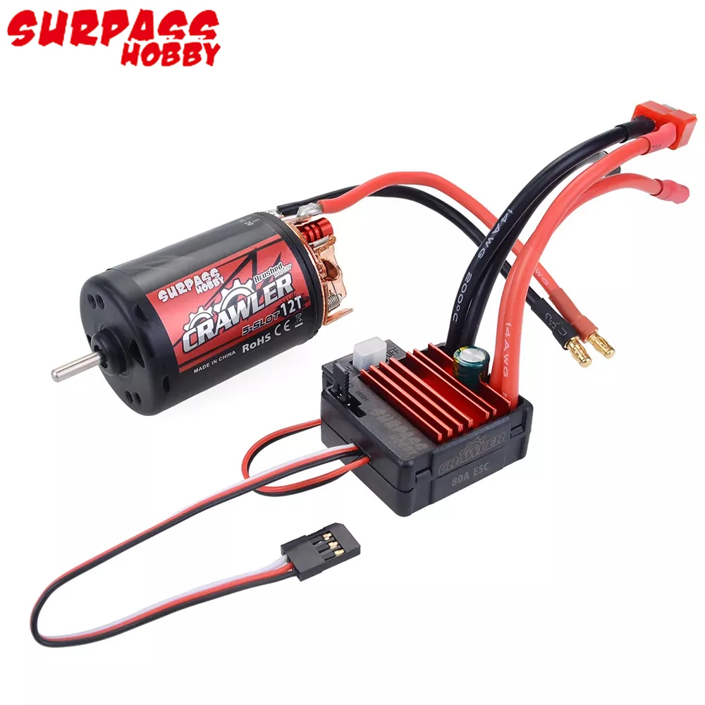 Surpass Hobby 540 550 10T 11T 12T 13T 16T 20T 5-Slot Brushed Motor Waterpoof 60A/80A ESC For RC HSP HPI Tamiya Kyosho WLtoys Toy