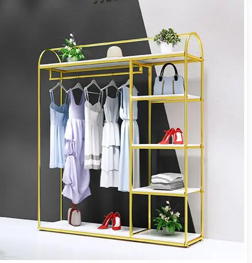 Gold bag shelf shelf women's clothing store shelf floor display shelf creative double-layer clothing store display shelf