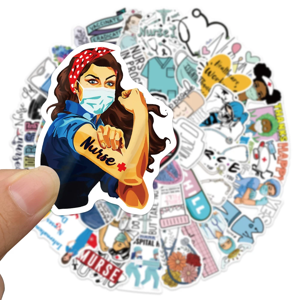 50PCS Medical Science Nurse Stickers Waterproof Vinyl Sticker for Water Bottles Laptop Luggage Cup Computer Mobile Phone