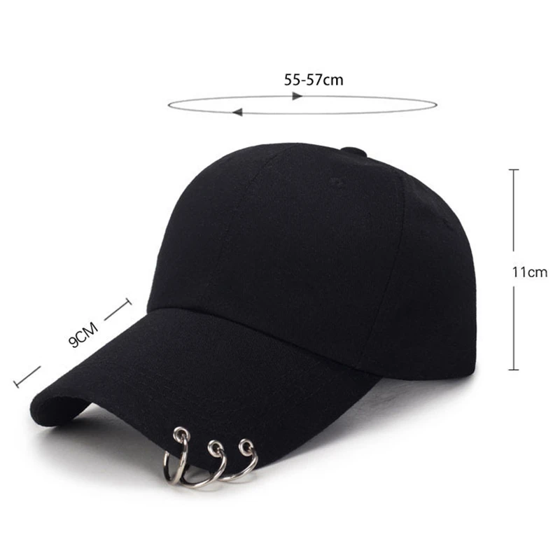 Metal Rings Baseball Caps Adjustable Snapback Hats Unisex Hip Hop Fashion Golf Tennis Cap Casual Panama Sports Headwear Sun Hats