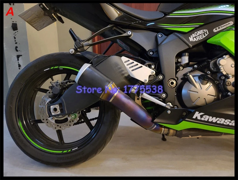 Titanium Alloy ZX-6R ZX6R 2009-2020 Motorcycle Exhaust Muffler Link Pipe Carbon Fiber Muffler Exhaust Mid Pipe for ZX-6R Escape