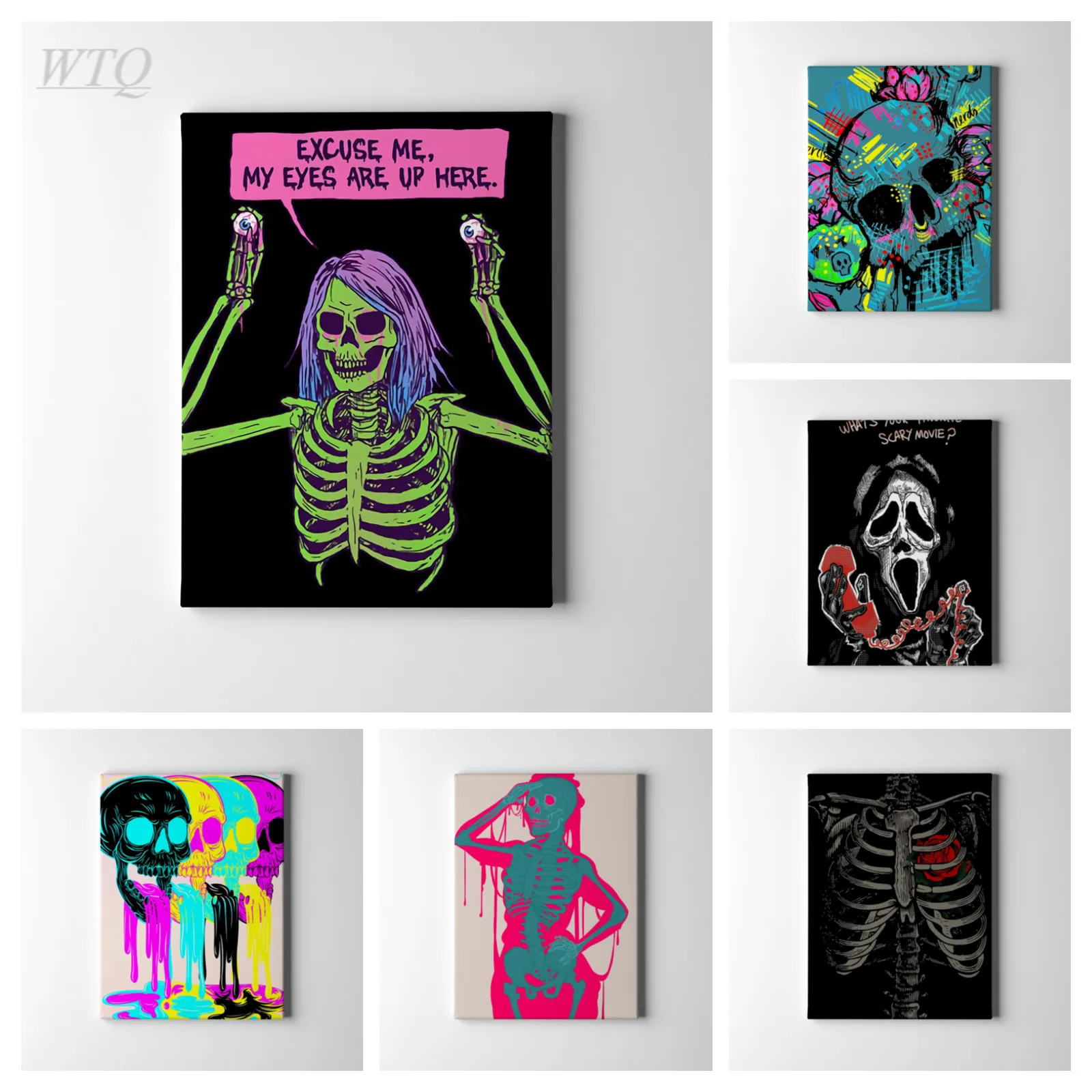 Skeleton Horror Bones Abstract Poster Anime Posters Wall Poster Canvas Painting Wall Decor Posters Wall Art Picture Home Decor