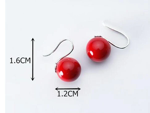 HOT SELL -  12MM Red Shell pearl Beads White Hook Earrings