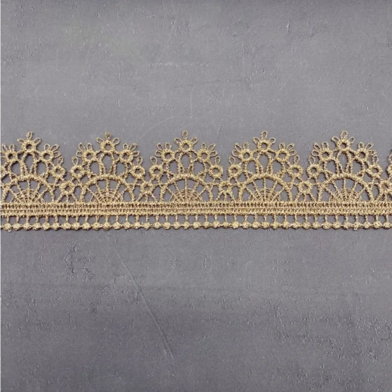 5-10Yds 3cm Wide Golden Arch Style Hollw Flower Fabric Diy Lace Wedding Fluorescent Gold Thread Embroidery Accessories Trim