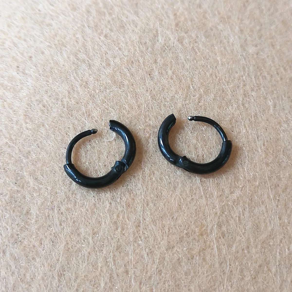 Black Plated Super Small 6mm Hoop Earrings 316 L Stainless Steel No Easy Fade Allergy Free