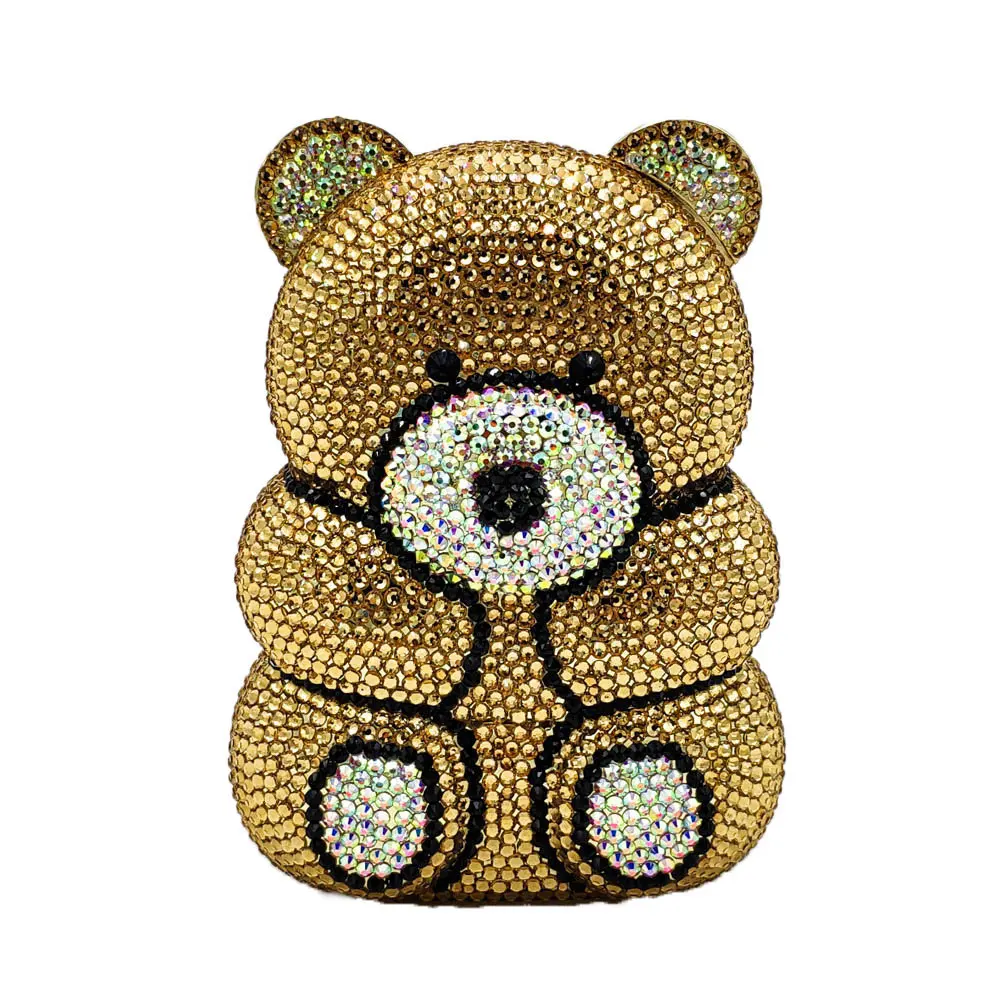 11x6CM  Evening Bag Bear Bag Teddy Party Bag Rhinestones a5921