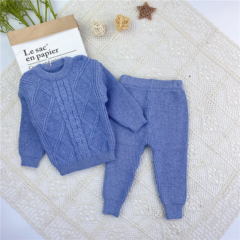 Newborn Baby Girl Boy knitted Clothes Set Sweater+Pant 2PCS Cotton Infant Toddler Spring Autumn Winter Clothing sets Outfit 0-2Y