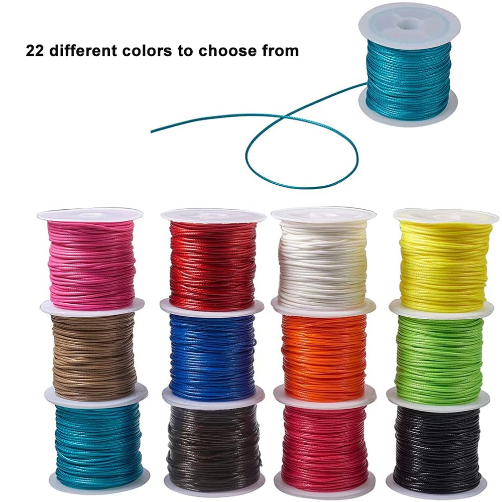 10M 1/1.5/2mm Waxed Leather Twine Beading Crafting Rope Macrame Waxed Cord Cotton Thread String Jewelry Making Bracelet Supplies