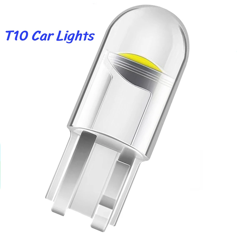 T10 LED Car Light COB Glass W5W 24V Car Roof Bulb License Plate Light Three-Color Transparent Car Light Reading Light