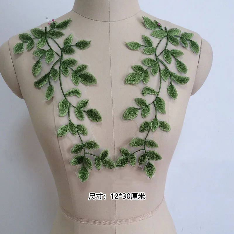4 Teile/los Farbe Paar Blume Grün Blatt Patch Hochzeit Kleid Organza Spitze Trim DIY Schal Schleier Bühne Kleidung Applique Schmücken – Detail 4