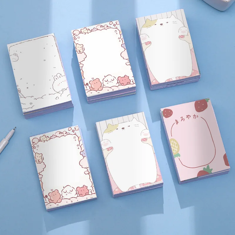 Japanese Cartoon Cute Memo Pad 100pages Mini Notebook Students Learning Notes Kawaii Stationery Message Paper school supplies