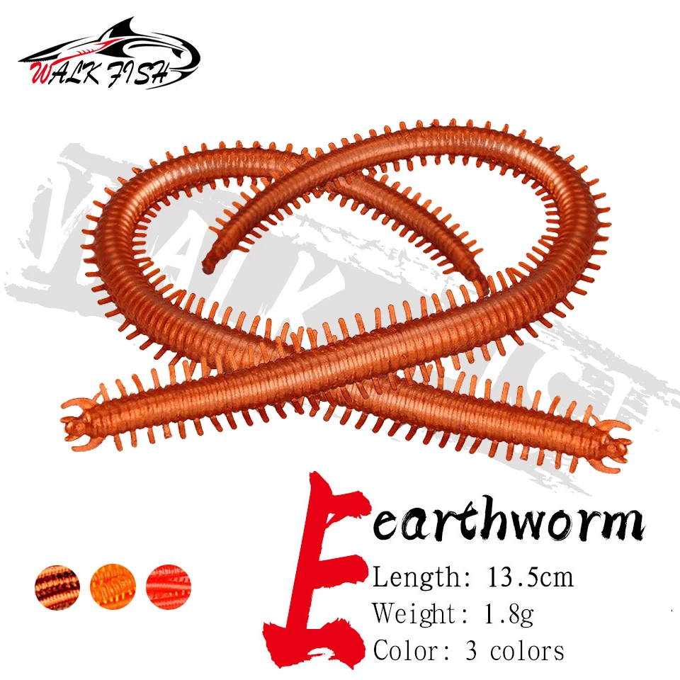 WALK FISH 20PCS Artificial Sea Worms 13.5cm Earthworm Soft Fishing Lures Soft Bait Lifelike Fishy Smell Lures Fishing