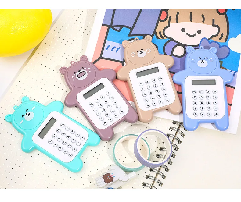 Cartoon cute bear mini calculator Korean fashion mini portable small calculator portable pupil computer