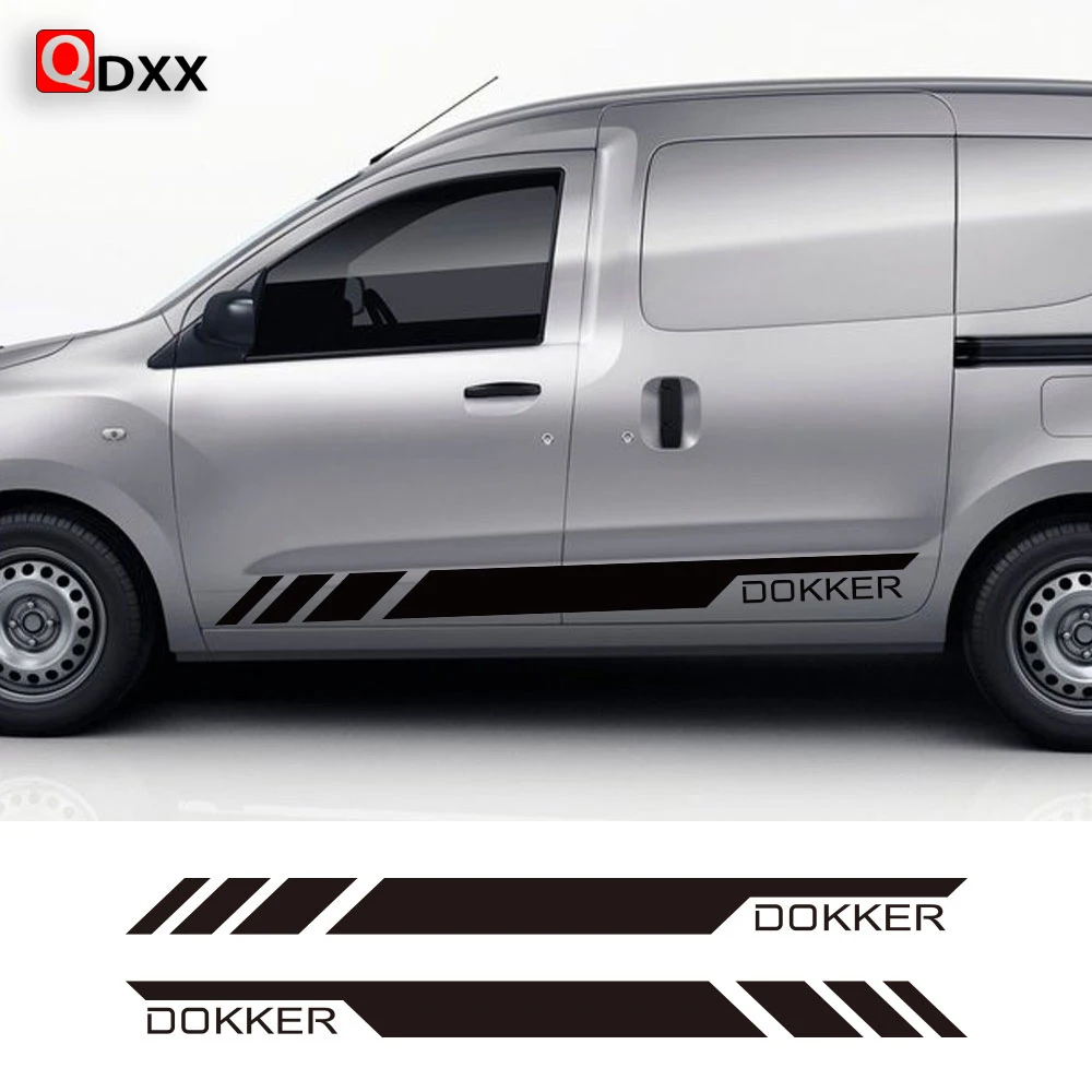 2Pcs Lot Car Stickers For Renault Dacia Dokker Camper Van Side Door Stripes Sport Line Graphics Vinyl Decals Tuning Accessories