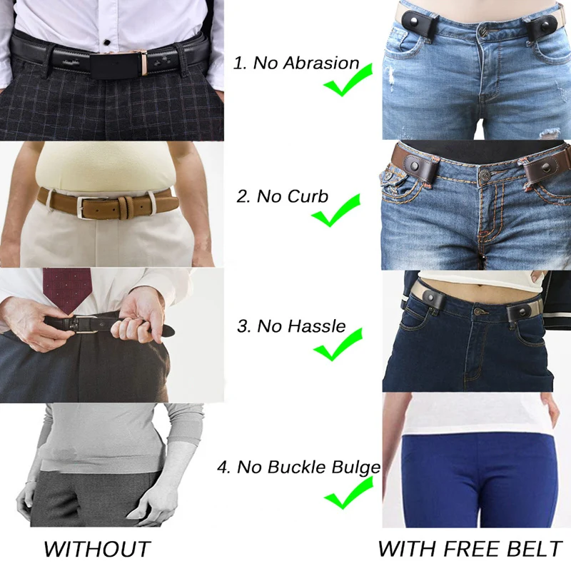 Easy Belt Without Buckle free mens Belts For Women waist ceinture femme Elastic stretch riem Jeans hidden Invisible secret kids