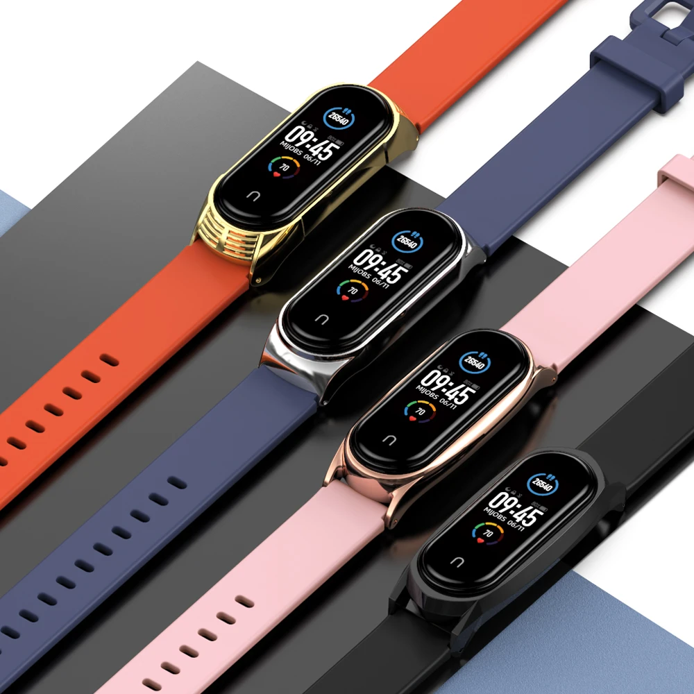 Dây Đeo Cho Mi Band 6 5 4 7 Silicone Vòng Đeo Tay Thay Thế Cho Xiaomi Mi Band 4 3 Correas MiBand 5 4 3 Màu Sắc Dây Đeo