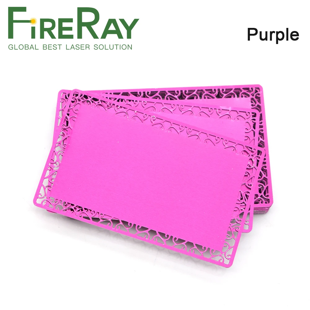 FireRay 100Pcs T=0.2mm Business Name Cards Multicolor Aluminium Alloy Metal Sheet Testing Material for Laser Marking Machine