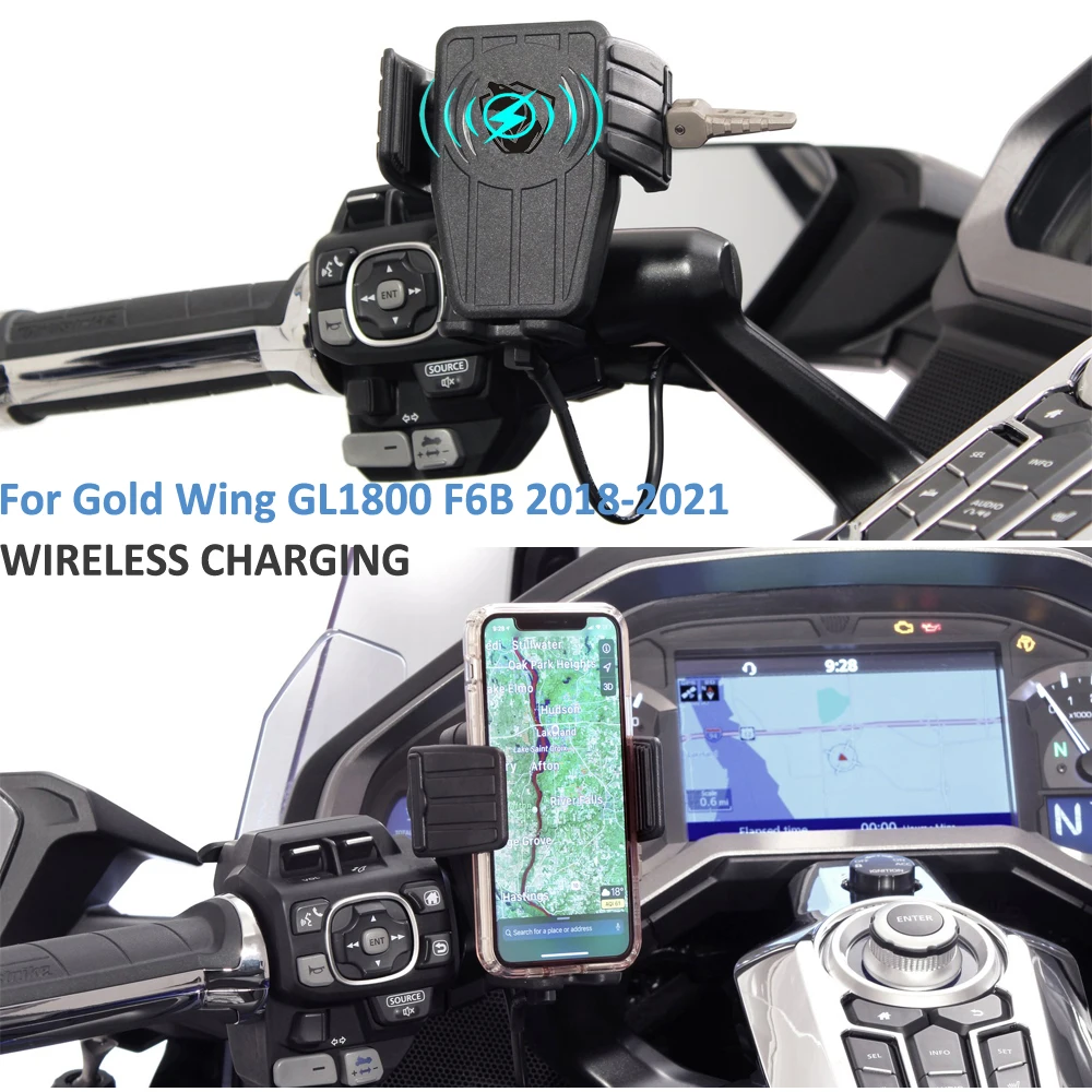 Wireless Fast Charging For HONDA Gold Wing GL 1800 F6B GL1800 DCT 2018-2021 2019 Motorcycle GPS Phone Holder Navigation Bracket