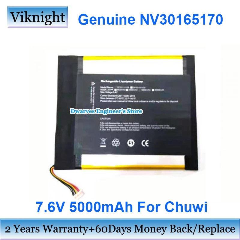 genuino de 76 v 5000 mah 30165170 bateria para tablet chuwi hi13 135 30165170 pacotes de baterias recarregaveis de ion litio 38wh nv 01