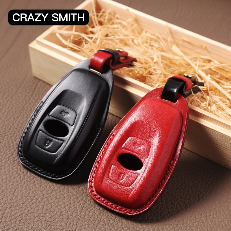 Crazy Smith Handmade Smart Car Key Cover for Subaru Forester/Outback/BRZ/XV Vegetable Tanned Leather Super Craft High Quality