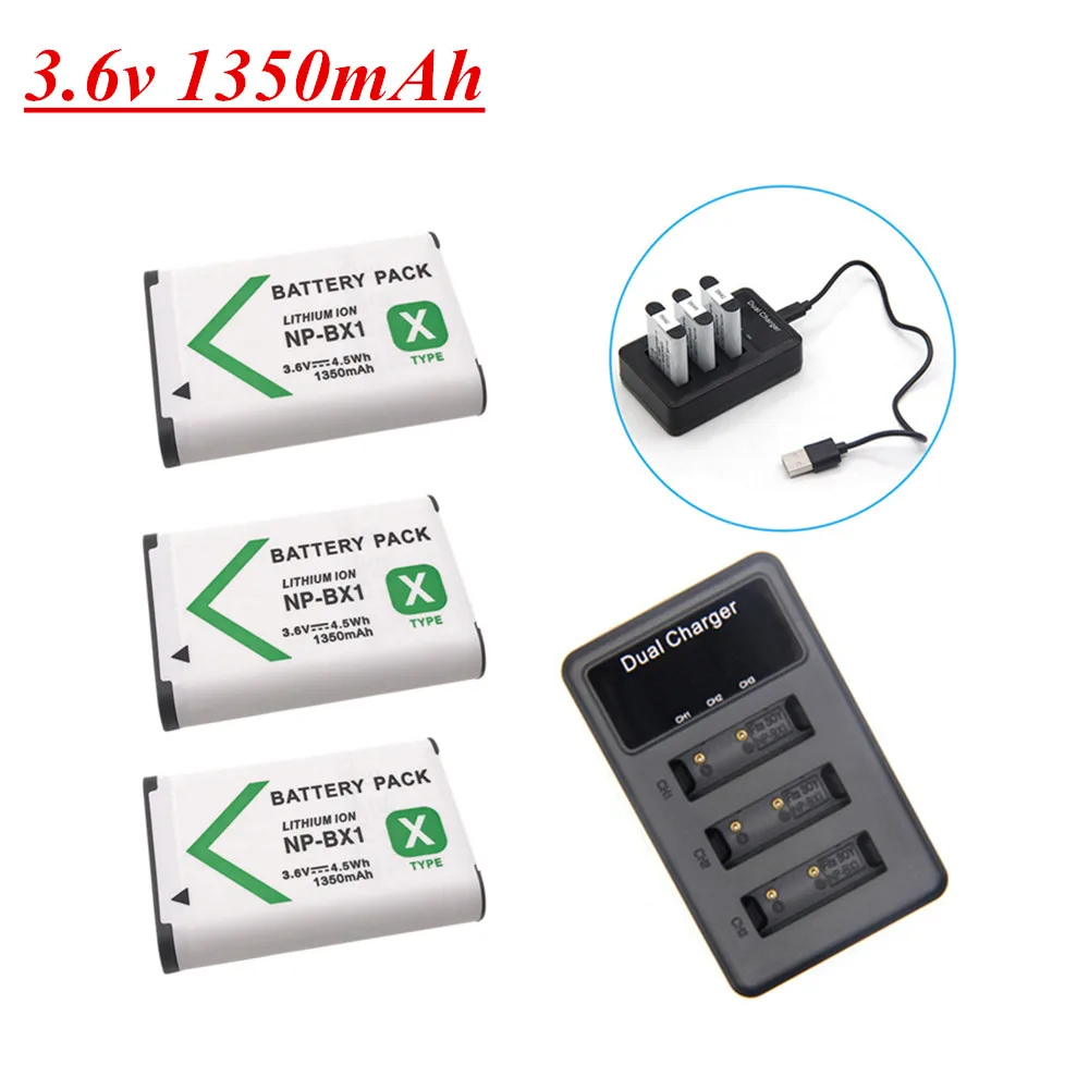 3.6v 1350mAh NP-BX1 NP BX1 Battery for Sony DSC RX1 RX100 M3 M2 RX1R GWP88 PJ240E AS15 WX350 WX300 HX300 HX400