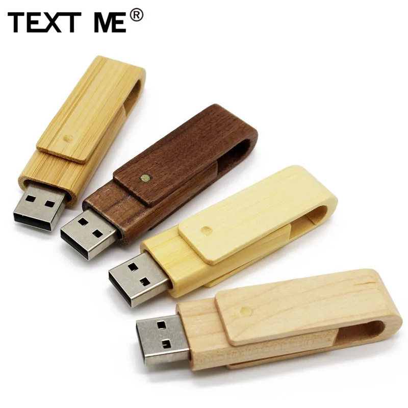 

TEXT ME 4 model Rotate wooden LOGO usb flash drive 4GB 8GB 16GB 32GB 64GB usb 2.0 gift LOGO engrave